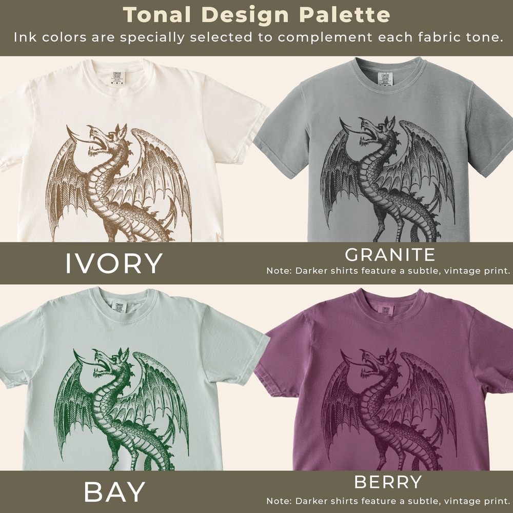 Dragon sketch Graphic Tee Classic Solid Design - Picture 4 of 5